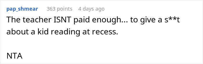 Father Supports His Daughter After The Teacher Took Away Her Book For Reading At Recess, Gets Called A Jerk