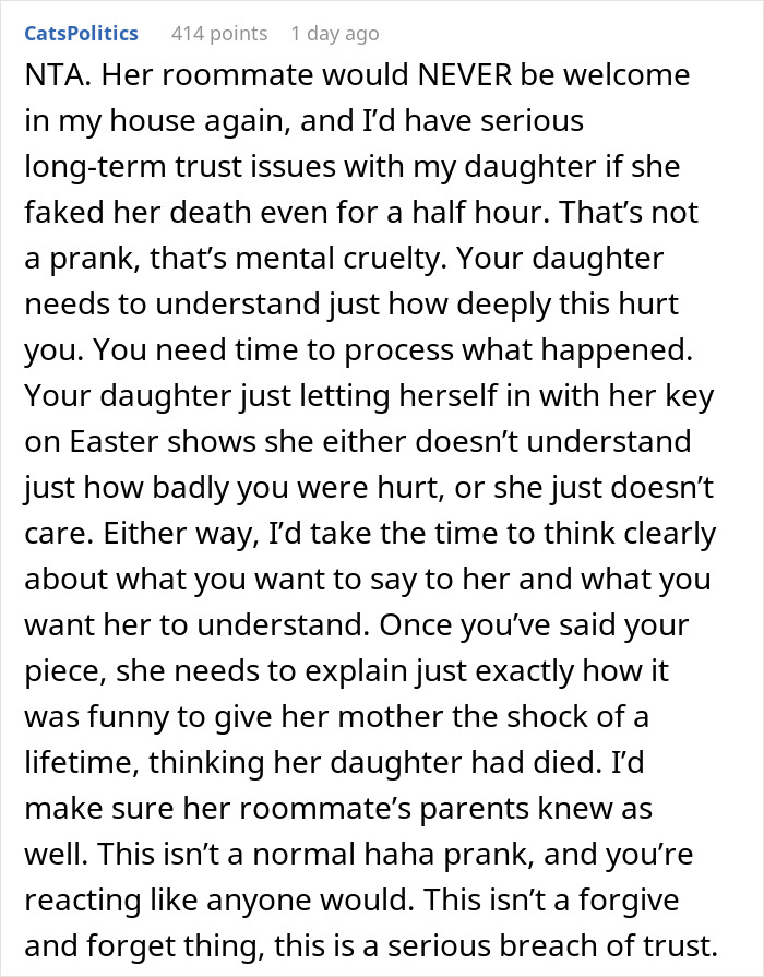 Woman Wonders If She&rsquo;s The Bad Guy For Banning Her Daughter From Her Home After Extremely Cruel Prank