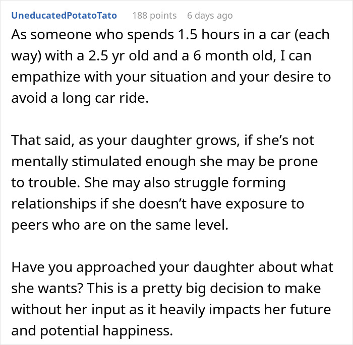 Mom Refuses To Drive Her Gifted Daughter To College-Level School, Ignores Every Option To Make It Possible