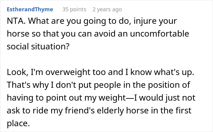 Horse Owner Doesn’t Let Her Overweight Friend Ride One Of The Animals, Gets Accused Of Body-Shaming Her Horse Owner Doesn’t Let Her Overweight Friend Ride One Of The Animals, Gets Accused Of Body-Shaming Her
