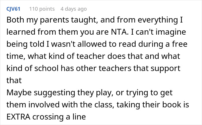 Father Supports His Daughter After The Teacher Took Away Her Book For Reading At Recess, Gets Called A Jerk