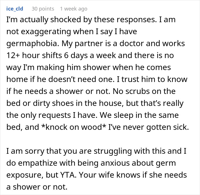 Husband Sleeps On The Couch Because His Gynecologist Wife Won&rsquo;t Shower Before Bed, Asks The Internet If He&rsquo;s A Jerk