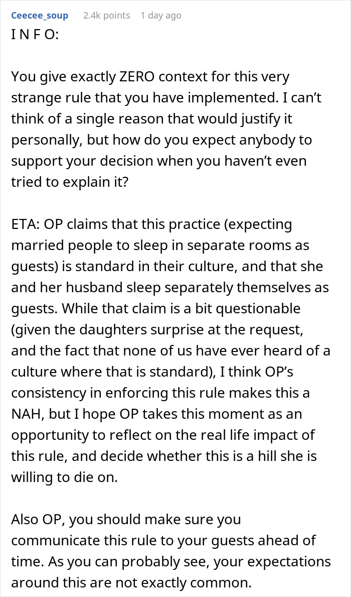 Woman Wonders If She Is A Jerk For Making Her Daughter Sleep Separately From Her Wife
