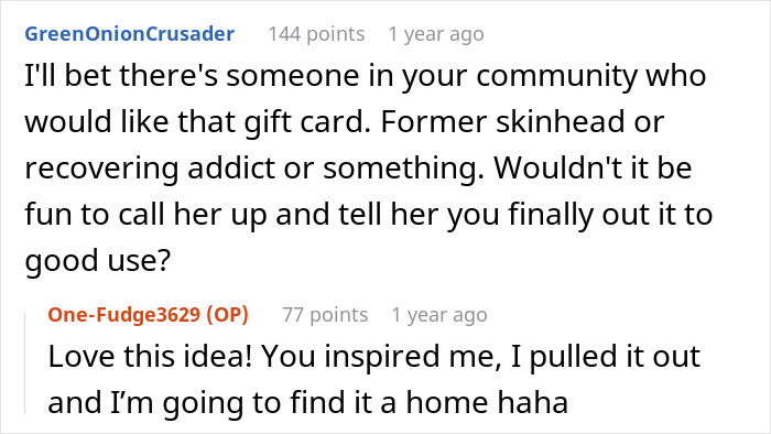 Discussion on giving away a MIL's rude $500 gift to someone in need.