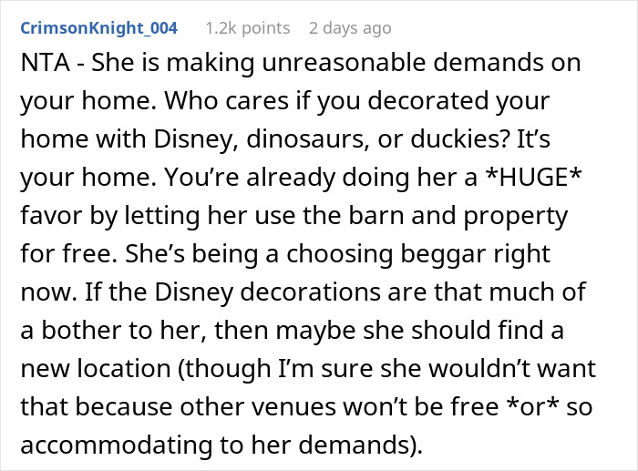 'Disney Adult' Refuses To Meet Sister's 'Ridiculous' Demand For The Wedding She's Throwing At Her House For Free