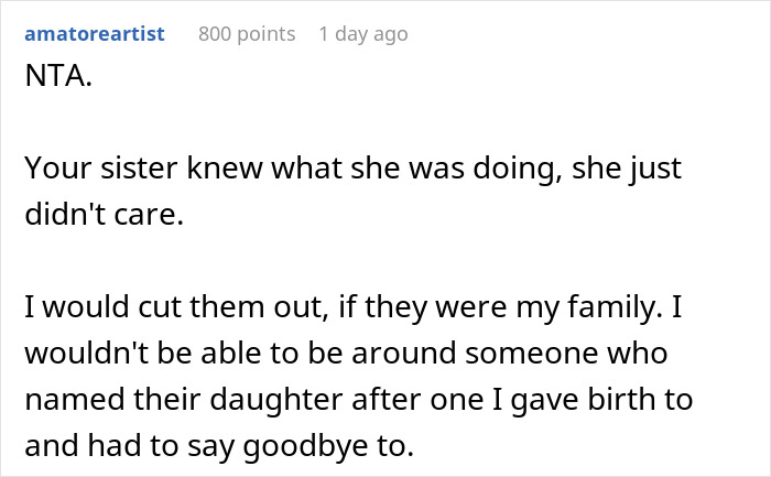 Man Calls His Sister "An Evil Human Being" After Finding Out Her Baby Is Named The Same As His Stillborn Daughter, Asks If He’s The Jerk Man Calls His Sister "An Evil Human Being" After Finding Out Her Baby Is Named The Same As His Stillborn Daughter, Asks If He’s The Jerk