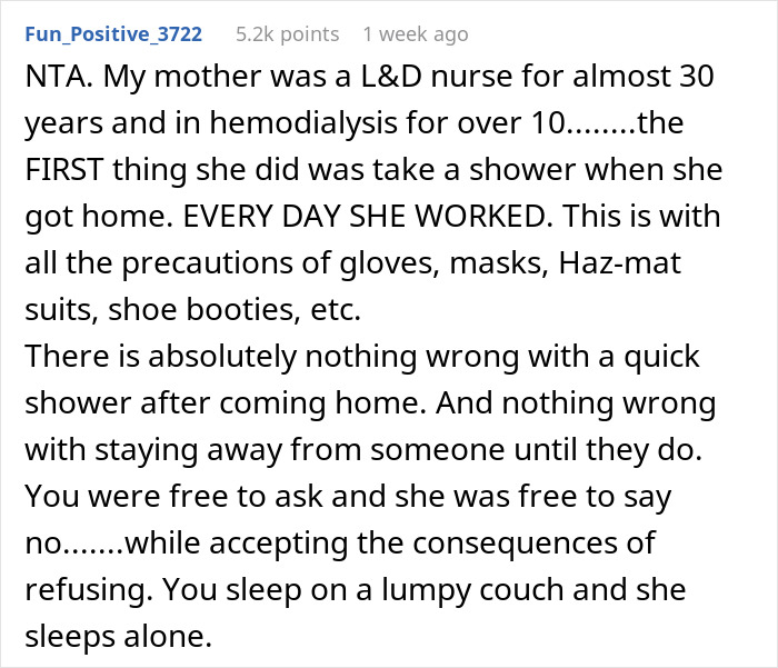 Husband Sleeps On The Couch Because His Gynecologist Wife Won&rsquo;t Shower Before Bed, Asks The Internet If He&rsquo;s A Jerk