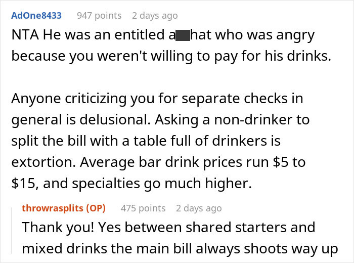 Woman Gets Yelled At By A New Guy At Dinner With Friends For Not Splitting The Check Evenly Like Everyone Else