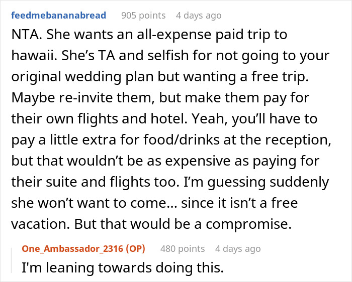 &ldquo;AITA For Not Reinviting My Sister And Her Family To My Wedding After We Changed It?&rdquo;