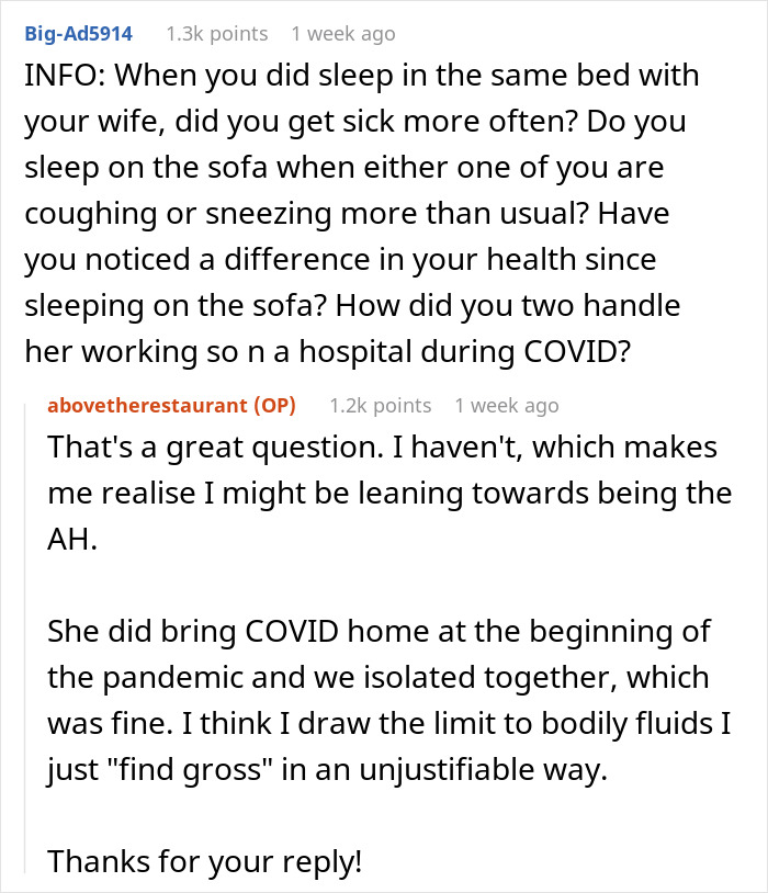 Husband Sleeps On The Couch Because His Gynecologist Wife Won&rsquo;t Shower Before Bed, Asks The Internet If He&rsquo;s A Jerk