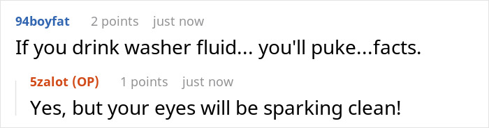 Employee Gets Sweet Revenge On A Manager Who Splashed Windshield Washer Fluid On Their Arm As A Joke