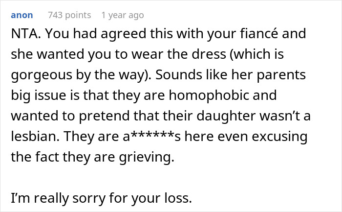 "[Am I The Jerk] For Ignoring What My Fianc&eacute;e's Parents Wanted And Wore My Wedding Dress To Her Funeral?"
