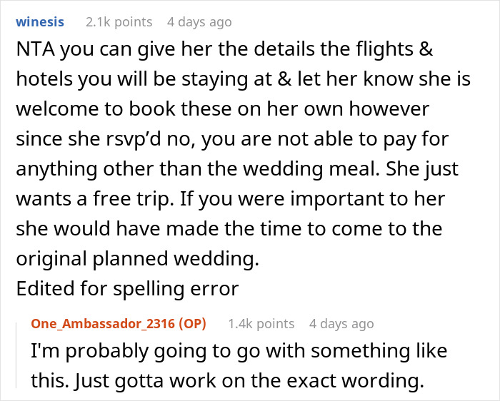 &ldquo;AITA For Not Reinviting My Sister And Her Family To My Wedding After We Changed It?&rdquo;
