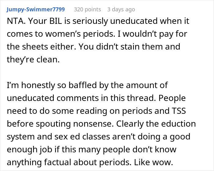 Man Disgusted With SIL's Period Bans Her From Using Hot Tub, Demands $100 For The Sheets She 'Ruined'