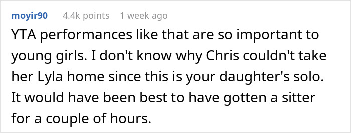 “This Has Caused Drama I Was Not Expecting”: Mom Misses Daughter’s School Performance Because Of Baby, Doesn’t Get Why She’s A Jerk “This Has Caused Drama I Was Not Expecting”: Mom Misses Daughter’s School Performance Because Of Baby, Doesn’t Get Why She’s A Jerk