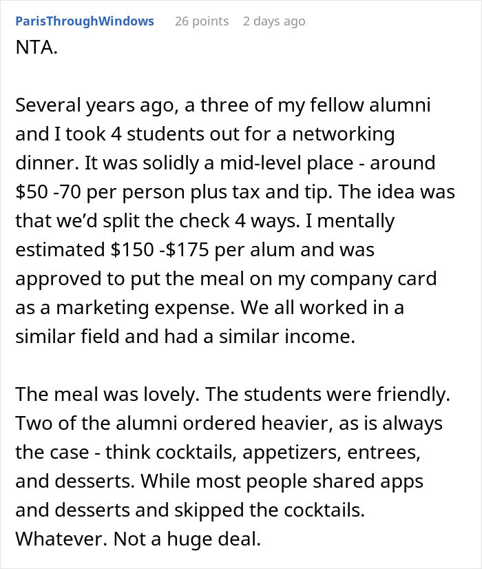 Woman Gets Yelled At By A New Guy At Dinner With Friends For Not Splitting The Check Evenly Like Everyone Else