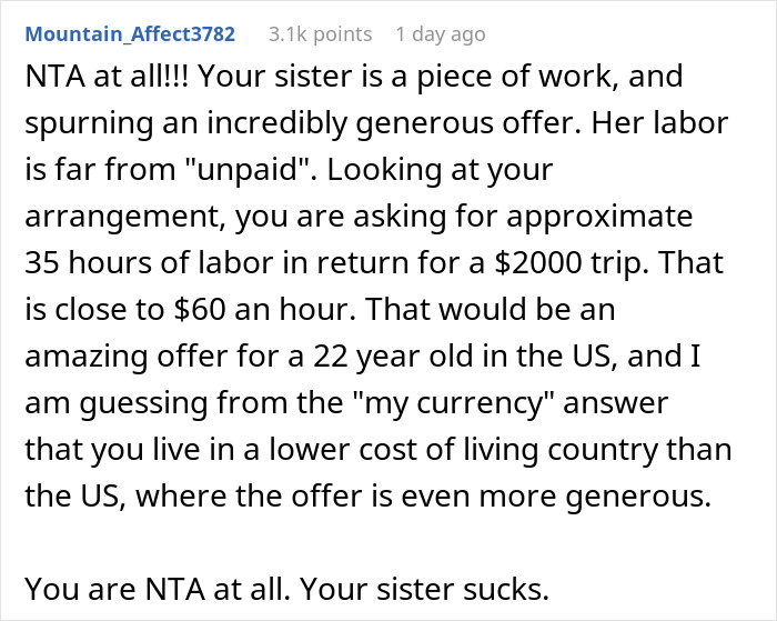 &ldquo;AITA For Not Paying For My Sister's Vacation Because She Won't Agree To Babysit?&rdquo;