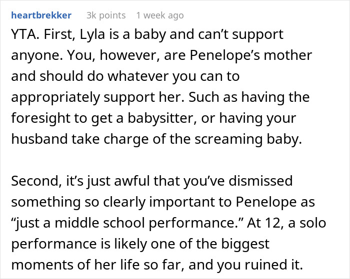 “This Has Caused Drama I Was Not Expecting”: Mom Misses Daughter’s School Performance Because Of Baby, Doesn’t Get Why She’s A Jerk “This Has Caused Drama I Was Not Expecting”: Mom Misses Daughter’s School Performance Because Of Baby, Doesn’t Get Why She’s A Jerk