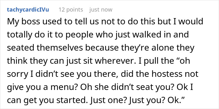 “Table For One?”: Waitress Gets Back At Diner Regular Who Always Expects To Be Welcomed With Open Arms “Table For One?”: Waitress Gets Back At Diner Regular Who Always Expects To Be Welcomed With Open Arms