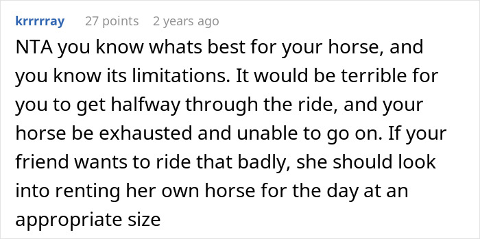 Horse Owner Doesn’t Let Her Overweight Friend Ride One Of The Animals, Gets Accused Of Body-Shaming Her Horse Owner Doesn’t Let Her Overweight Friend Ride One Of The Animals, Gets Accused Of Body-Shaming Her