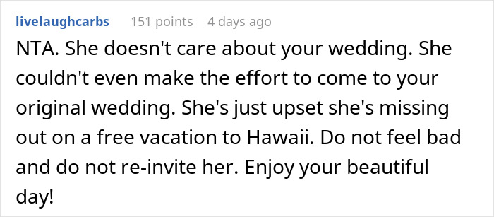 &ldquo;AITA For Not Reinviting My Sister And Her Family To My Wedding After We Changed It?&rdquo;