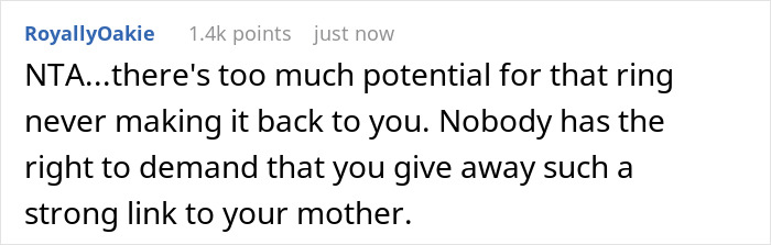 &ldquo;[Am I The Jerk] For Saying My Terminally Ill Stepsister Can&rsquo;t Have My Mom&rsquo;s Engagement Ring&rdquo;