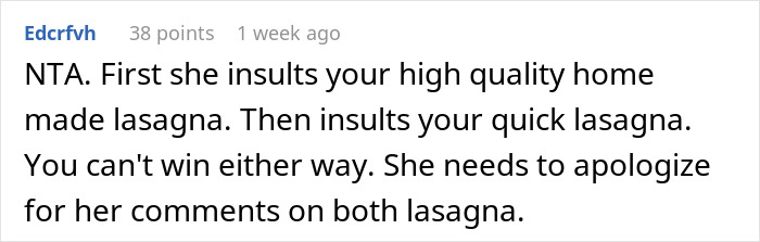 Woman Mocks GF&rsquo;s Signature Lasagna, Gets Insulted After She Serves Her A Premade One The Next Time