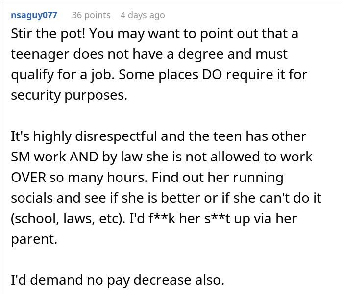 Efficient Employee Asks For A Raise, New Manager Threatens To Replace Them With His Teen Daughter At A Cheaper Rate Efficient Employee Asks For A Raise, New Manager Threatens To Replace Them With His Teen Daughter At A Cheaper Rate