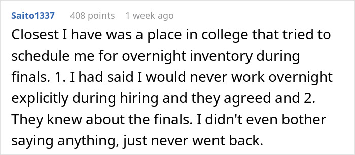 Grocery Store Manager Attempts To Introduce A 'No Time Off On Weekends' Policy, Worker Isn't Happy With It At All And Quits