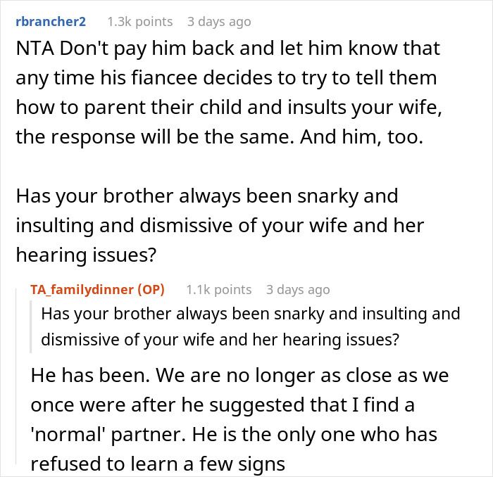 Man Leaves Dinner After His Future SIL Calls His Deaf Wife Defective And His 3 Y.O. Daughter Impolite For &ldquo;Banging On The Table&rdquo;