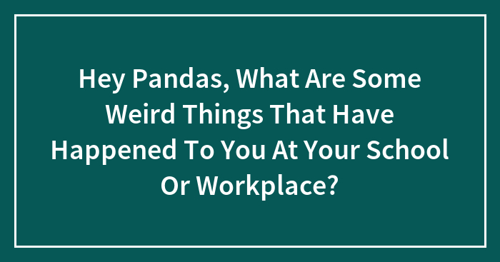 Hey Pandas, What Are Some Weird Things That Have Happened To You At Your School Or Workplace? (Closed)