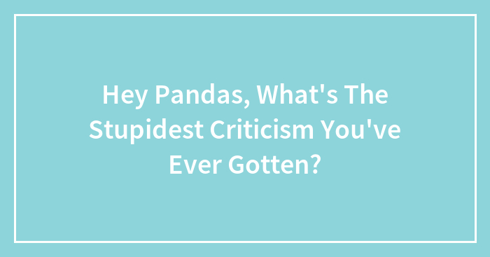 Hey Pandas, What’s The Stupidest Criticism You’ve Ever Gotten? (Closed)