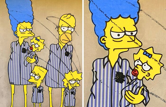 The Simpsons Holocaust Mural Was Targeted By ‘Anti-Semitic’ Vandalists At Shoah Memorial Museum In Milan (9 Pics)