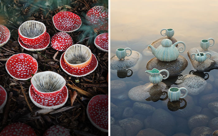 Nature-Inspired Ceramics: 20 Sets I Sculpted From The Comfort Of My Bed