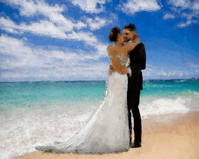 Portrait of bride and groom