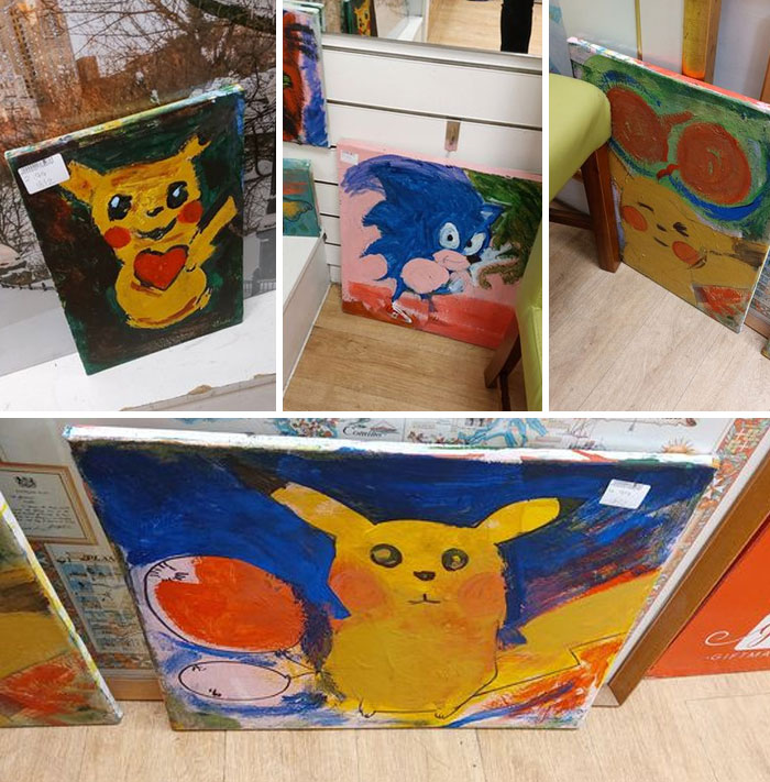 Someone's Been Having A Go At Painting... Do Charity Shops Ever Throw Anything Away Because It's Really Bad? Pdsa, Newcastle Upon Tyne