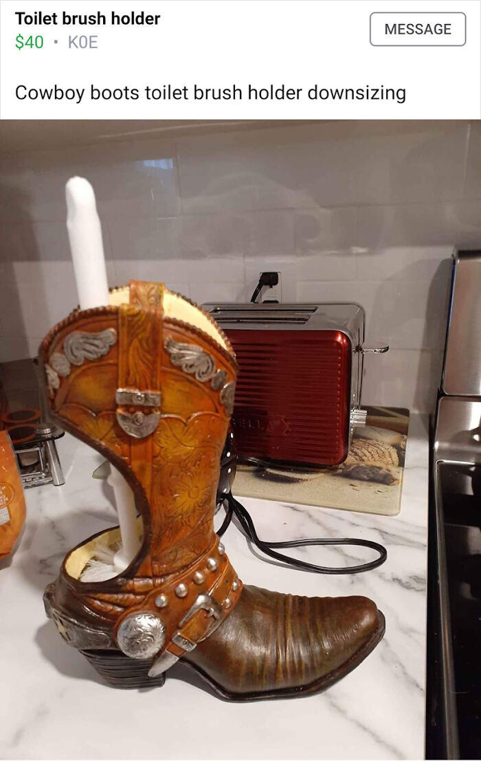 Cowboy Boot Toilet Brush Holder (Need I Say More)
