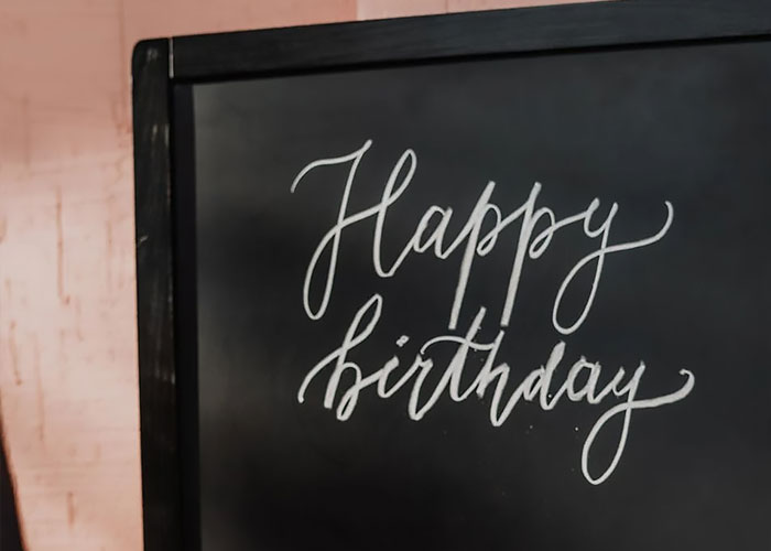 Happy birthday on chalkboard
