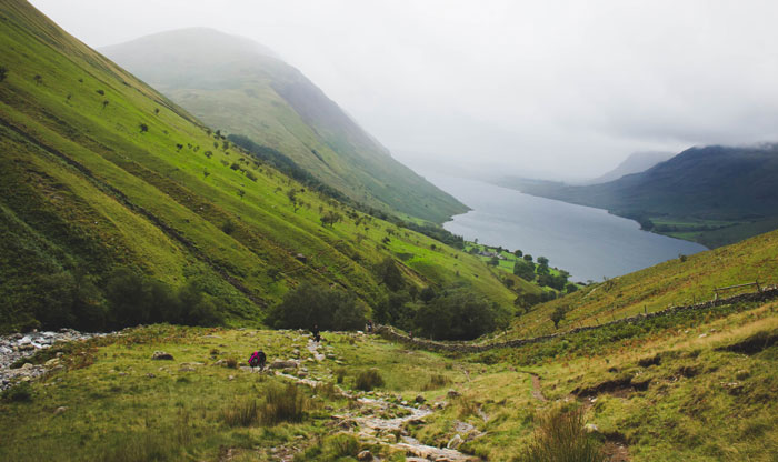Person hiking Scafell Pike 