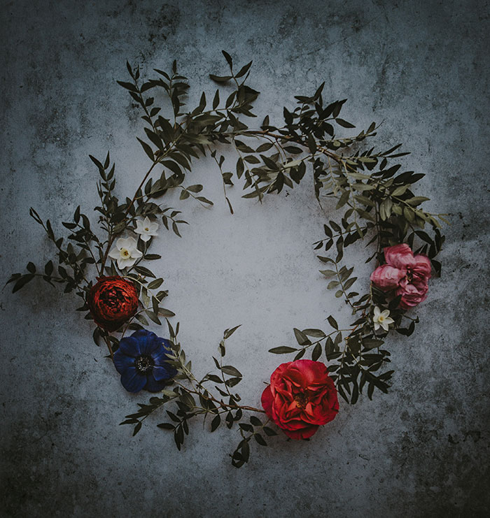 Olive wreath crown with flowers