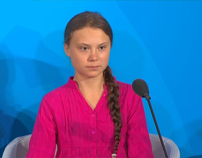 Picture of Greta Thunberg speaking