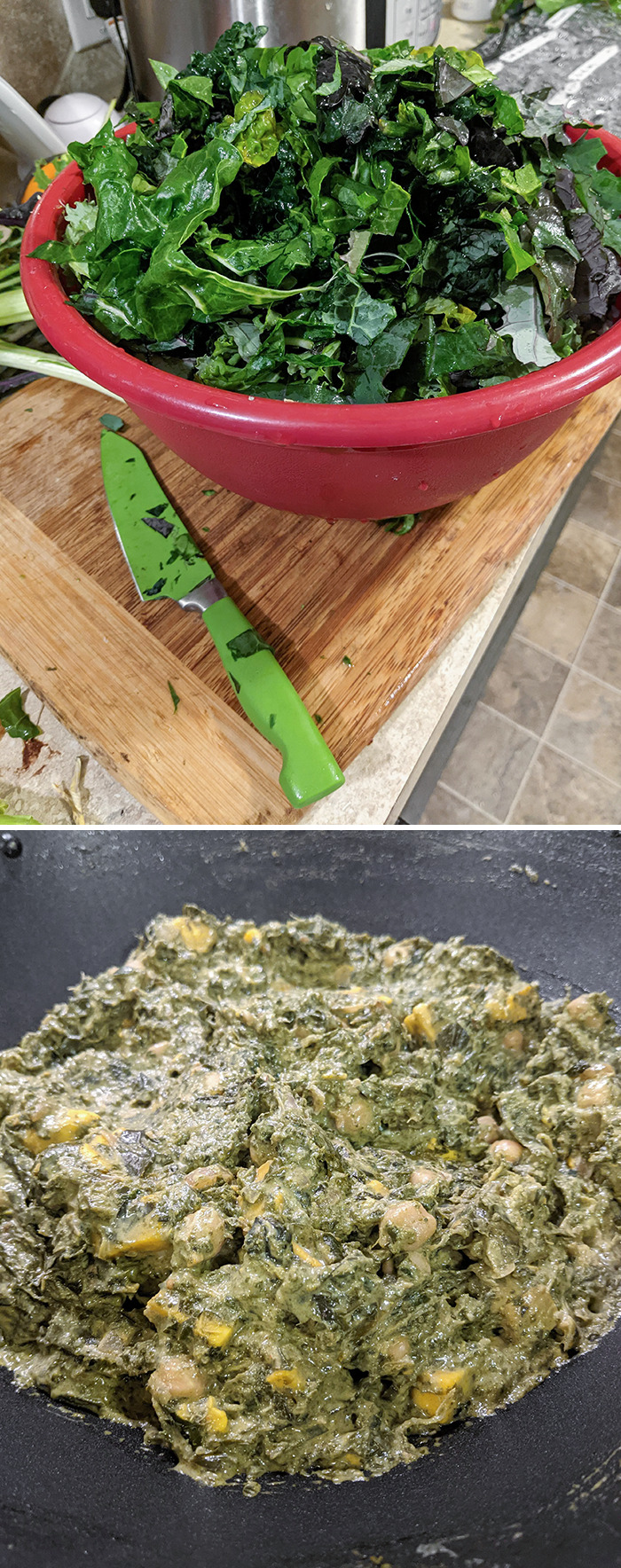 Kale, Broccoli, Cauliflower, Brussel Sprouts, And Other Brassica Leaves Can Replace Spinach In Many Recipes. Here, I Made Saag Paneer With Leaves From My Garden