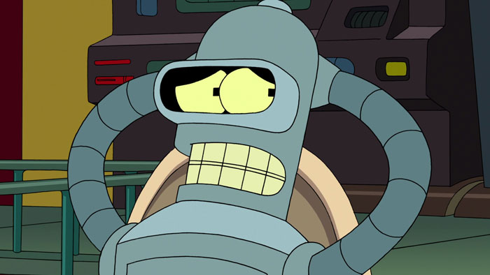 Bender looks scared 