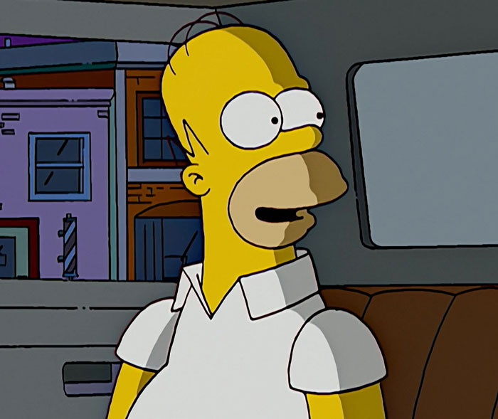 Homer Simpson wearing white t-shirt 
