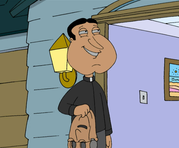 Glenn Quagmire holding a mask 