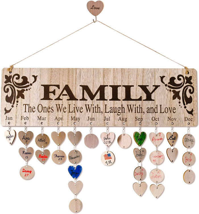Wooden Family Birthday Reminder