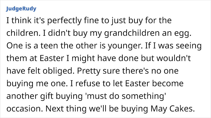 Woman Is Upset Her Mom Only Bought An Easter Egg For One Of Her Grandchildren, The Internet's Opinion Is Divided Woman Is Upset Her Mom Only Bought An Easter Egg For One Of Her Grandchildren, The Internet's Opinion Is Divided