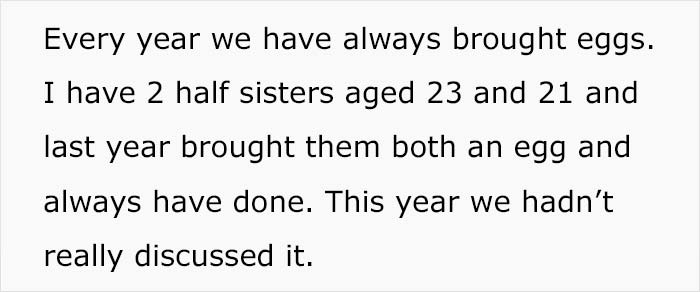 Woman Is Upset Her Mom Only Bought An Easter Egg For One Of Her Grandchildren, The Internet's Opinion Is Divided Woman Is Upset Her Mom Only Bought An Easter Egg For One Of Her Grandchildren, The Internet's Opinion Is Divided