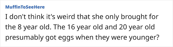 Woman Is Upset Her Mom Only Bought An Easter Egg For One Of Her Grandchildren, The Internet's Opinion Is Divided Woman Is Upset Her Mom Only Bought An Easter Egg For One Of Her Grandchildren, The Internet's Opinion Is Divided