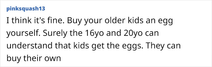 Woman Is Upset Her Mom Only Bought An Easter Egg For One Of Her Grandchildren, The Internet's Opinion Is Divided Woman Is Upset Her Mom Only Bought An Easter Egg For One Of Her Grandchildren, The Internet's Opinion Is Divided